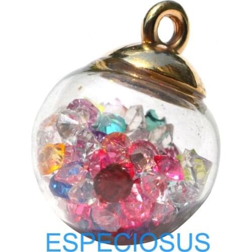 5pcs Jewelry Finds Magic Ball Glass Beads Mix Color Crystal Charms Transparent Pendant Rhinestone Round Beads Earring Accessory