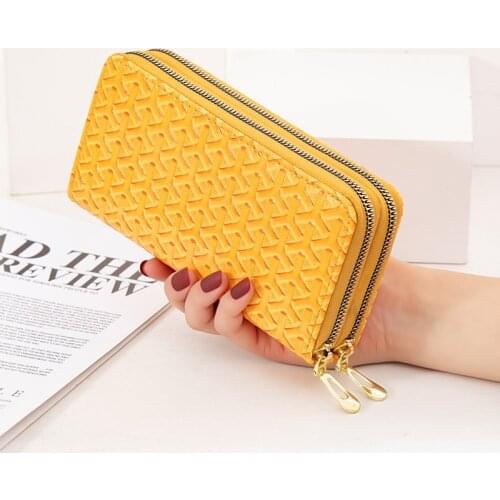 Long Wallet Female 2021 New Double Zipper Clutch Bag Wrist Strap Large-capacity Patent Leather Mobile Phone poke one Delivery