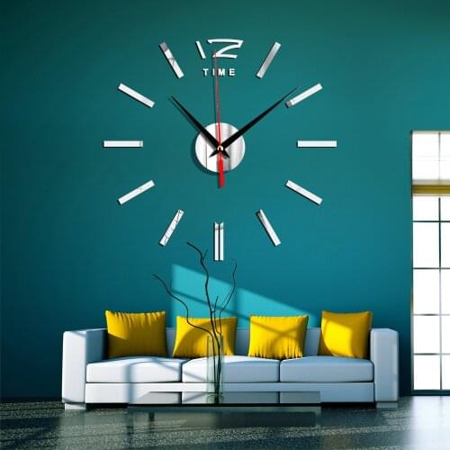 Home 3D Wall Clock Acrylic Mirror Sticker Home Decoration Living Room Quartz Needle Self-adhesive Wall Decoration Wall Clock