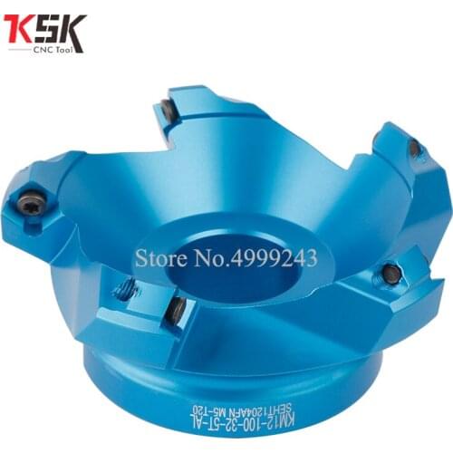 45 Angle KM12 4Flute Face Aluminium Plane Head End Mill Milling Cutter Wholesale High Hardness CNC SEKT1204 Insert Machine Tools