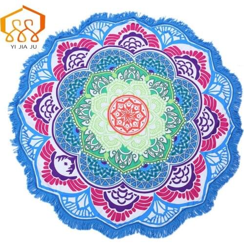 Tassel Indian Mandala Beach Towel Yoga Mat Blanket Sleeping Pad 150CM Printed Round Tapestry Travel shawl Quick Dry Towels