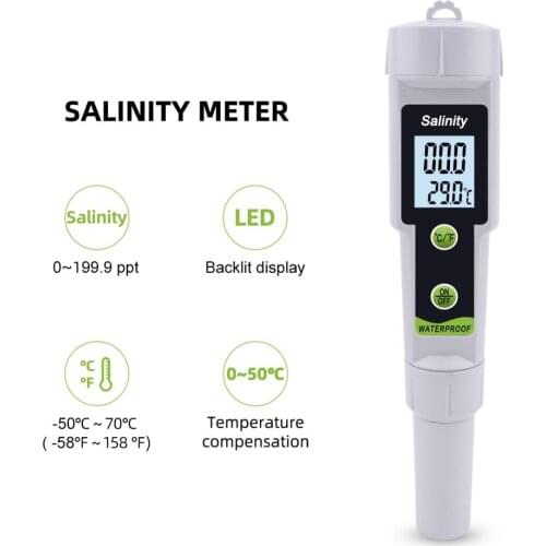 Yieryi Digital Salinity Meter 0~199.9ppt Salinity-615 Salt Content Tester High Precision Concentration Tester ±2％F.S