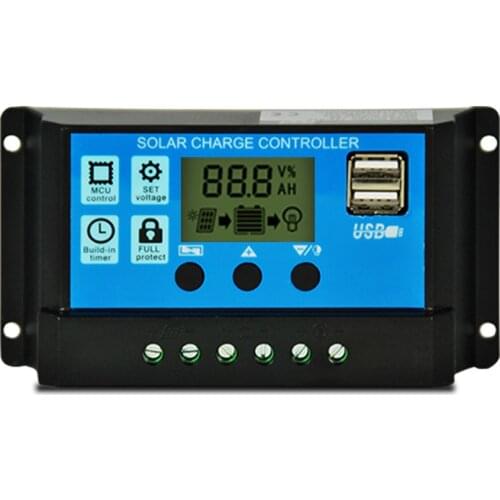 Solar Charge Controller YJSS-10A/20A/30A Auto PWM LCD USB Output Solar Cell Panel Regulator PV Home Battery Charger
