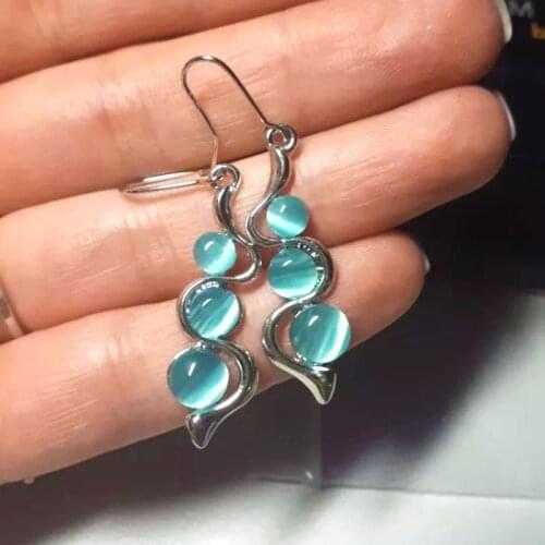 Creative Blue Bohemia Curved Wavy Earrings for Women Party Anniversary Korean Fashion Earrings Jewelry