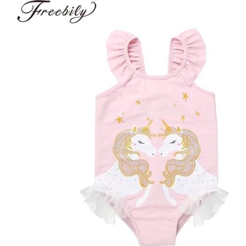Fashion Girls Swimwear One Piece Cute Cartoon Patterns Swimsuits Children Girl One-piece Bathing Suits for Summer Beach Wear