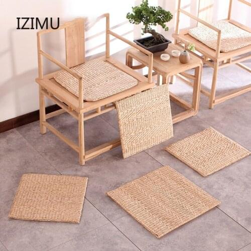 Ldyllic Wind Straw Handmade Home Ventilation Cushion Tatami Cushion Futon Meditation Worship Buddha Mat Square Window Floor Mat