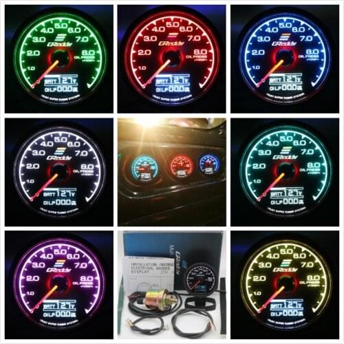 62mm Greddi Oil Press Gauge LCD Digital Display Turbo Boost Water Temp Oil Temp racing meter Fuel pressure A/F ratio 7colors