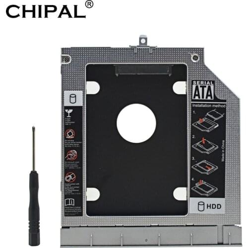 CHIPAL Metal 2nd HDD Caddy 9.5mm SATA 3.0 Dual LED SSD HDD Case Enclosure for HP ProBook 440 445 450 455 470 G0 G1 G2 DVD/CD-ROM