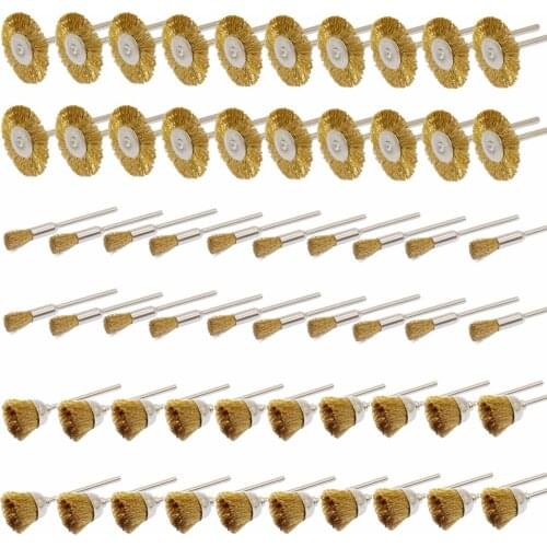60PC Brass Wire Wheel Brushes Set Kit Accessories for Dremel Rotary Tools