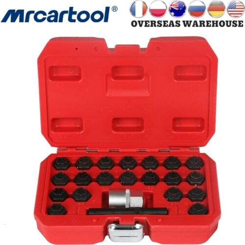 MR CARTOOL 22pcs Anti-Theft Screws Removal/Install Socket Sleeve Set Kit For BMW Wheel Lock Auto Tire Repair Garage Tools