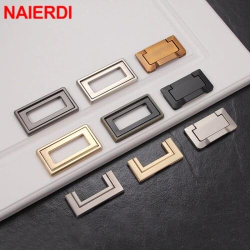 NAIERDI Zinc Alloy Tatami Hidden Wardrobe Handles Cupboard Pulls Black Drawer Knobs Furniture Handle Cabinet Knobs Handles