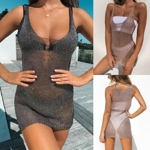 New Sexy Women Lace Crochet Bathing Suit Beach Dress Bikini Cover Up Fishnet Swimwear Women Cover Up Beach Dress