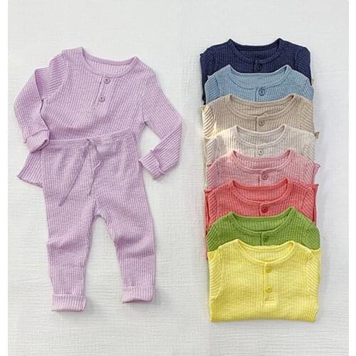 Boys and Girls Autumn Long-sleeved Pajamas Home Service Two-piece Suit