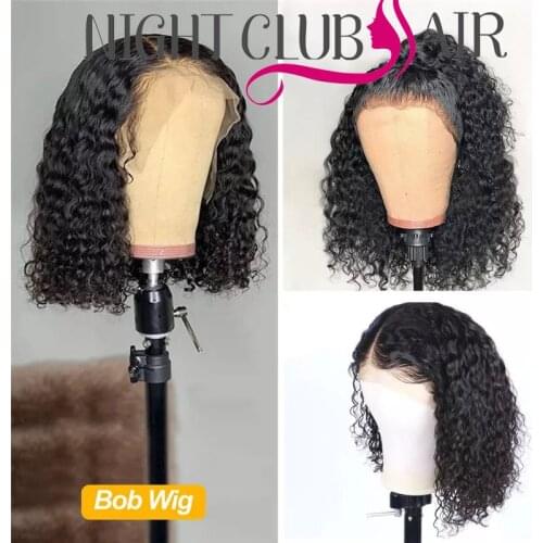 Curly Bob Lace Front Wigs 100% Human Hair Swiss Lace Wig Short Black Curly Lace Front Wig Cheap Wigs