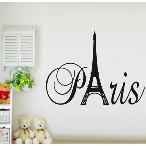 Paris Art Eiffel Tower Removable Vinyl Wall Stickers Decals Quote Living room bedroom background Home Decor 37x60cm