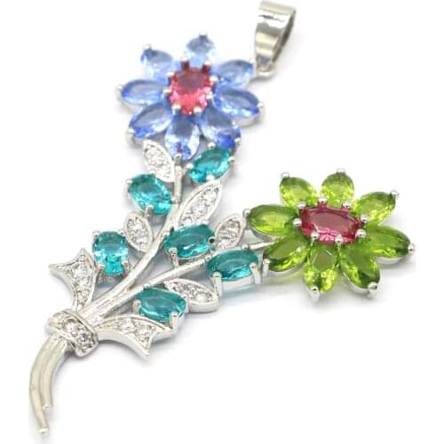 29x21mm Luxury Big Heart 15mm Created Color Changing Spinel Zultanite London Blue Topaz CZ For Women Wedding Silver Pendant