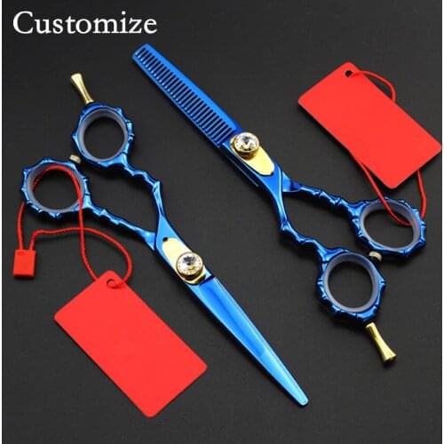 Customize professional japan 440c Bamboo 6 inch hair scissors set thinning barber cutting scissor shears hairdressing scissors