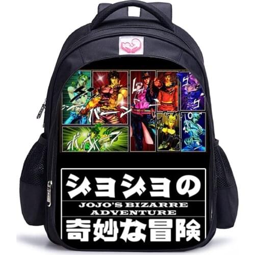 16 Inch Anime Jojo Bizarre Adventure Backpack Kids Boys Girls School Shoulder Bags Student Daily Travel Knapsack College Mochila