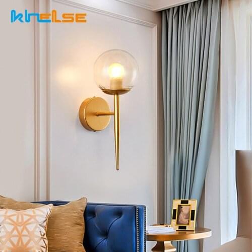 Nordic Modern Wall Lamp Glass Ball Wall Sconce 90-260V Home Decor Light Fixtures Pathway Bedroom Bedside Corridor Luminaire E27