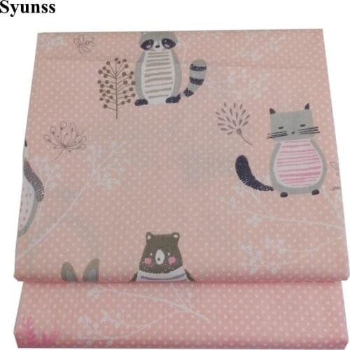 Syunss Diy Patchwork Cloth For Quilting Baby Cribs Cushions Dress Sewing Tissus Pink Animal Dot Print Twill Cotton Fabric Tecido