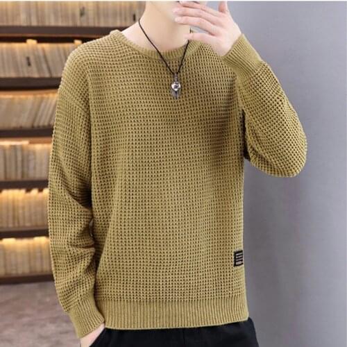 O-Neck Knitted Bottoming Shirt Mens Autumn Winter New Thin Thick Line Sweaters Mens All-Match Korean Loose Trend Top O133