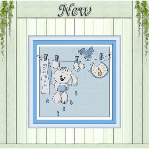 Baby clothes hanger toy painting lovers diy counted printed on canvas DMC 11CT 14CT kits Cross Stitch embroidery needlework Set