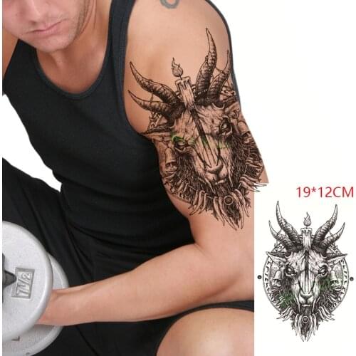 Waterproof Temporary Tattoo Stickers Goat Candle Bells Animal Totem Fake Tatto Flash Tatoo Body Art for Women Men