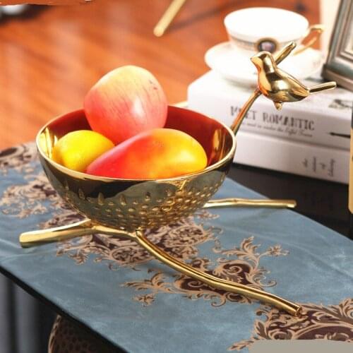High quality European creative Pure copper metal snack storage tray fruit bowl candy dish upscale luxury Bar tray decoration