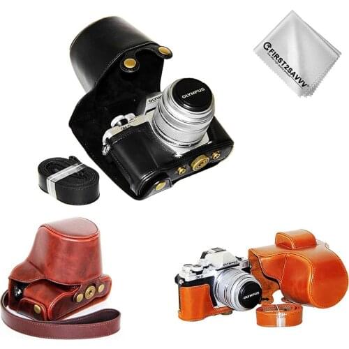 Pu Leather Case Protective Half Body Cover Base For Olympus OMD EM10 III E-M10 Mark III EM10 MK3 with 14-42 II mm lens