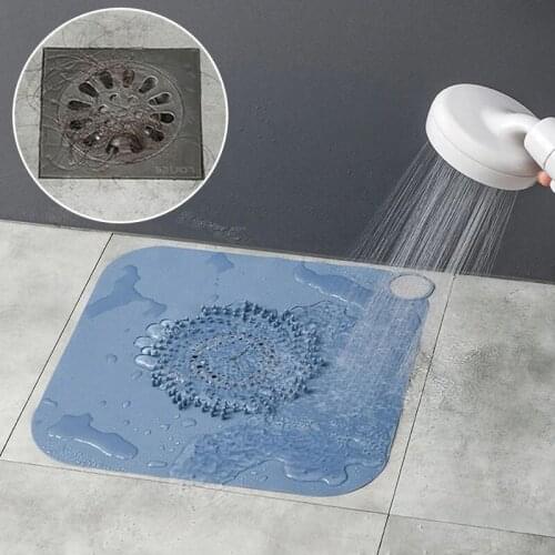 1Pc Floor Drain Cover Silicone Anti-Blocking Floor Drain Mat Filter Net Anti-Hair Toilet Sewer Deodorant Bathroom Floor Cover