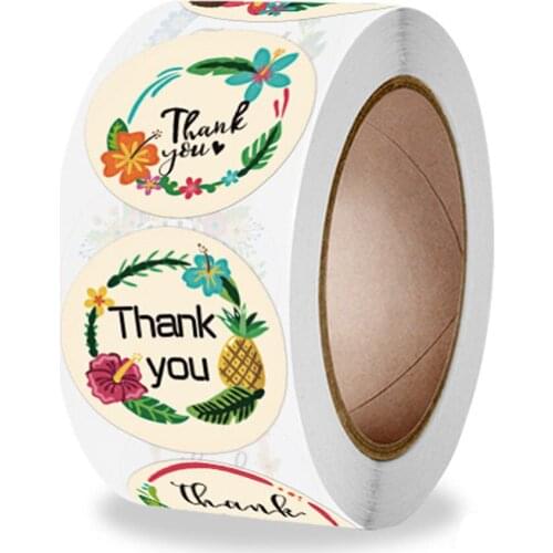100-500pcs Gift Thank you Sealing Stickers Flower Design Scrapbooking Stickers Festival Birthday Party Gift Decorations Label