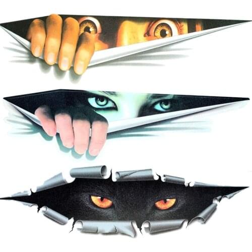 3D Personalized Car Stickers Decals Eyes Peeking Monster Decoration Sticker Window Decal Simulation Leopard Auto Truck Printed