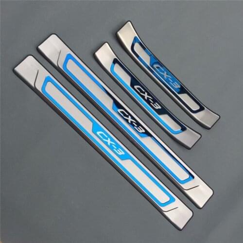 4pcs/set Stainless steel exterior door sill strip fit for cx-3 Threshold trim welcome pedal Scuff plate guard cover