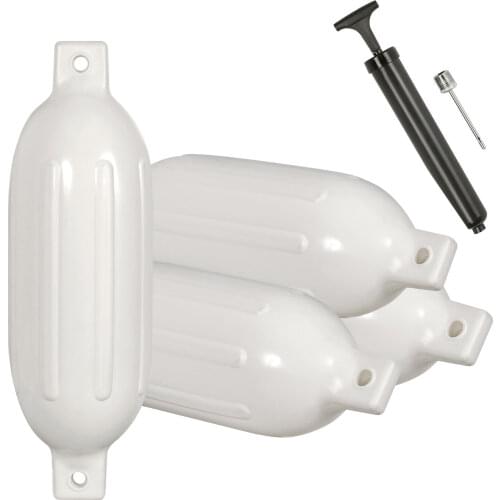 4PCS Boat Fender 8.5" * 27" White Vinyl Marine Ribbed Bumper Inflatable Dock Shield