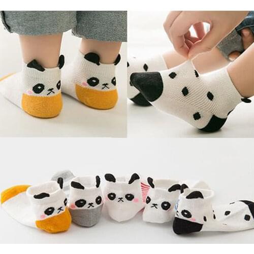 5 Pairs/lot 0 to 12 Years Kids Soft Cotton Socks Boy Girl Baby Cute Cartoon Warm Stripe Dots Fashion School Socks Autumn Winter