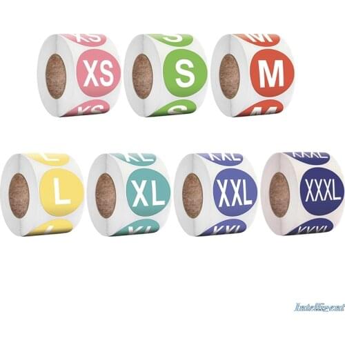 500pcs / 1 Inch for Clothing Shoes Hat Underwear Bra Tags XS/S/M/L/XL/XXL 6 Models Colorful Round Clothing Size Label Stickers