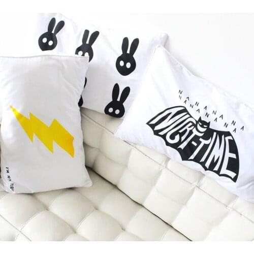 50x35cm black white flash/rabbit pillowcase kids decorative pillow cover children household pillow covers bed pillow case