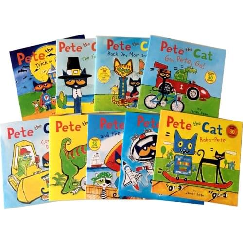 9 books/set Pete The Cat Picture Sticker Books Children Baby famous Story English Tales Child Book Farmyard Story Eary education