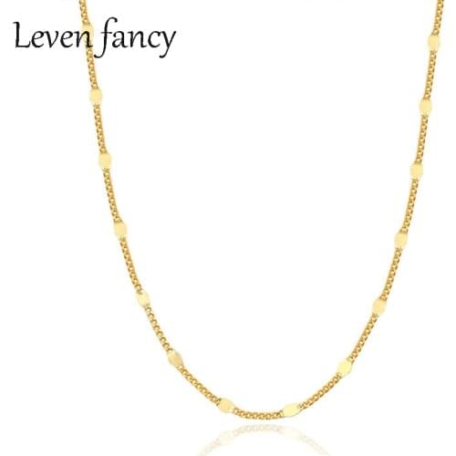 925 Sterling Silver Gold Sequin Chain Necklace Satellite Bead Dainty Thin 18K Gold Simple Choker Boho Jewelry Gift for Women