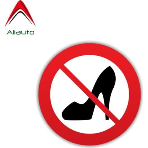 Aliauto Personality Warning Car Sticker Funny No Women Shoe PVC Waterproof Sunscreen Anti-UV Cover Scratch Decal,11cm*11cm