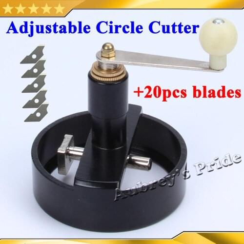 Free Shipping All Metal Multi-7Sizes Adjustable Round Rotary Circle Graphic Paper Cutte+20pcs Blade Die Board Button Maker