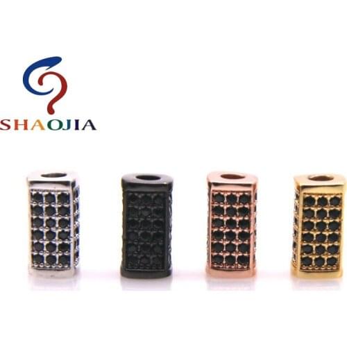 SHAOJIA Square-shape Infinity Connection Black Zircon Jewelry Making Bracelet DIY Craft Accessories Diameter 14mmx7mm