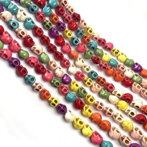 2 Strand/pack Mix-color Skull Shaped Loose Beads For DIY Necklace Bracelet Handiwork Sewing Craft Jewelry Accessory