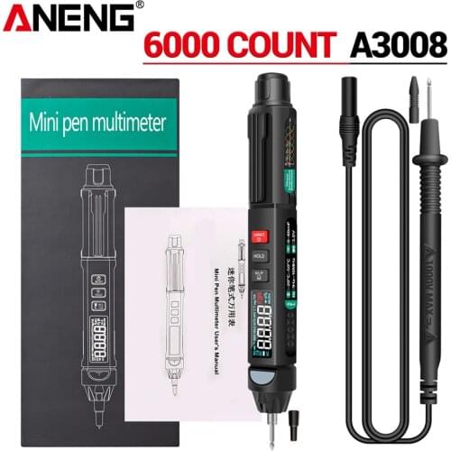 A3008 Professional LCD Digital Multimeter Pen Type Intelligent 6000 Counts Non Contact AC/DC Voltage Resistance Diode Handheld T