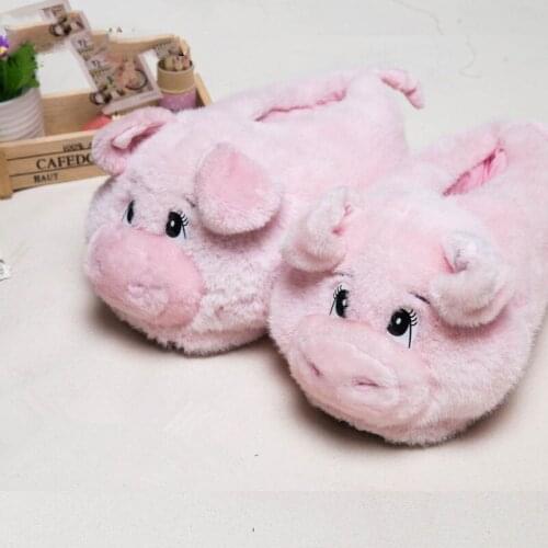 Home shoes slippers pink pig women men indoor slippers winter Custom Cartoon couple pack with warm cotton home shoes