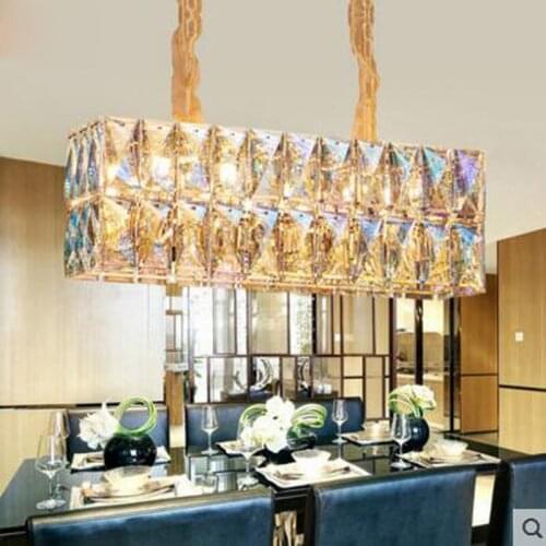 Crystal Restaurant Chandelier Rectangular Hong Kong Style Nordic Postmodern Light Luxurious Atmosphere Bedroom Living Room Lamps