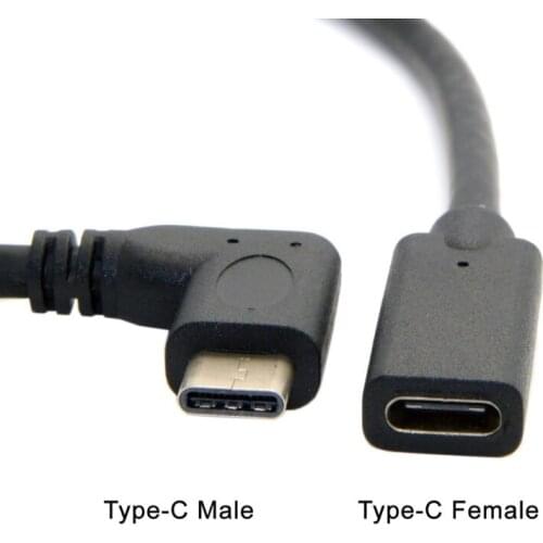 90 Degree Right Angle USB 3.1 Type C Male To Female Extension Data Cable 1m M5TE