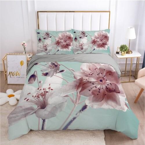 Bedding Set King/Queen Size Duvet Cover Pillowcases Comforter Quilt Blanket Cover Luxury 3D HD Printed Reactive Flowers rose
