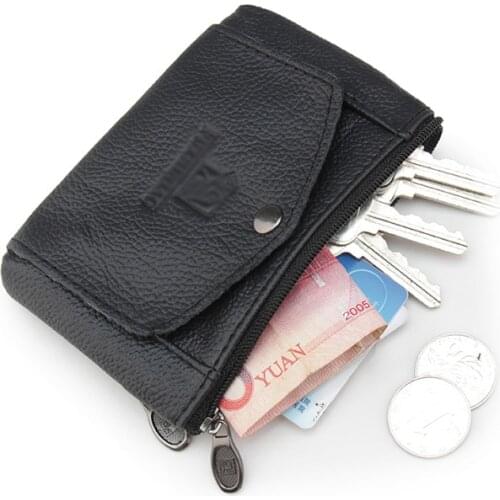 Zongshu Unisex Wallets Money Holder Case Leather Double Zippers Change Purse Women Leather Small Coin Purse (customize available