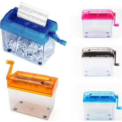 Mini Hand Shredder Crusher Destroyer Paper Documents Cutting Machine Manuel Blue Light and Portable Easy to Use